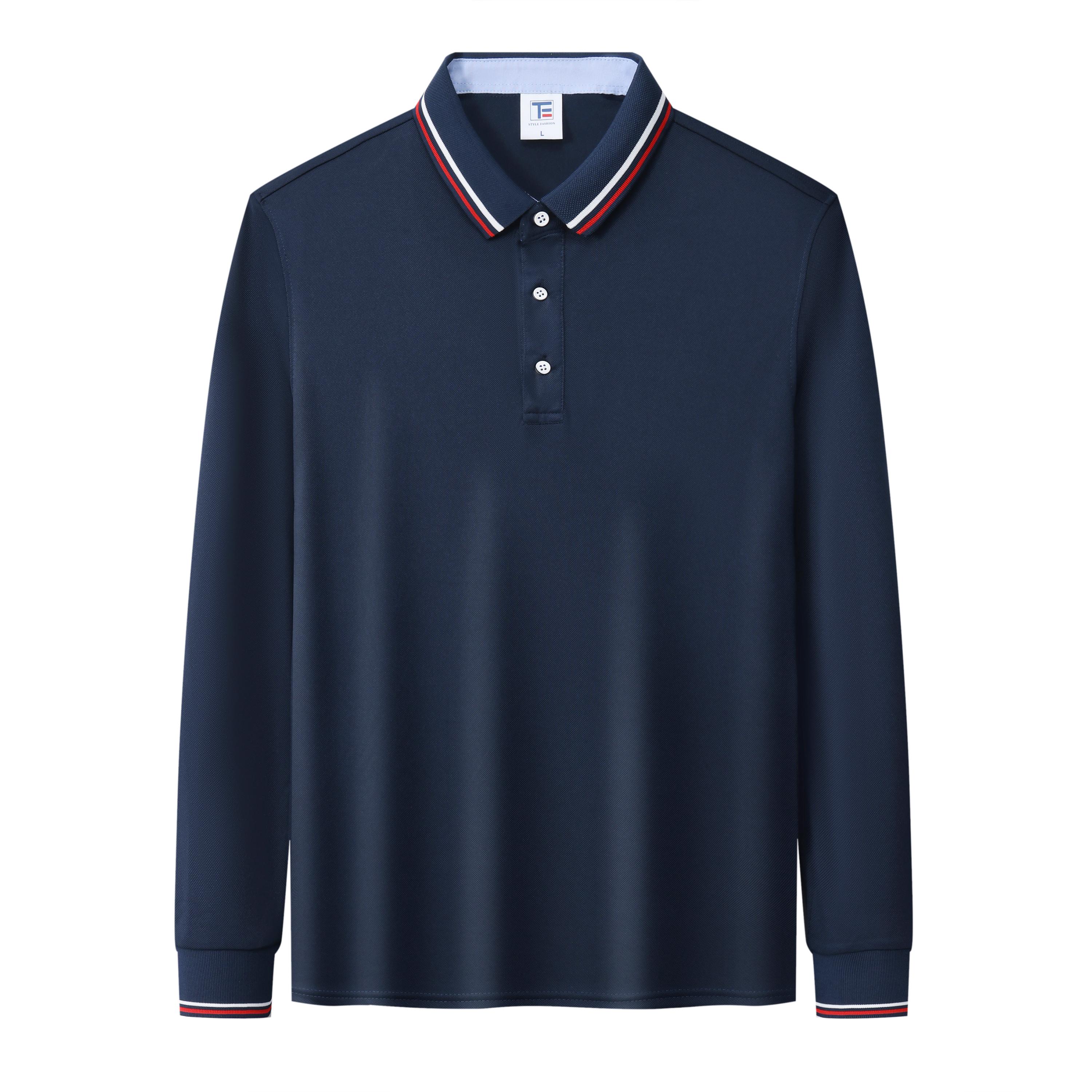 

Летняя мода Мужская рубашка поло Деловая повседневная футболка с длинным рукавом Горячая распродажа Высококачественный дышащий удобный топ Осень 4XL темно-синий