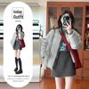 Korean Winter Style Cotton Jacket and High-Waisted Skirt Outfit (2025)