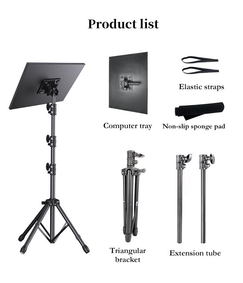 Soporte de Suelo Ajustable para Portátil y Bandeja para Proyector - Plegable, Estación de Trabajo de Altura Ajustable