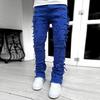 Jeans da uomo Jeans patchwork elasticizzati stile street alla moda Pantaloni da uomo morbidi e comodi da indossare ogni giorno all'aperto
