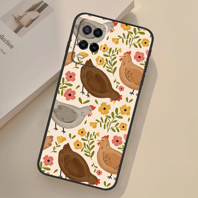 Chicken Pattern Case For Oppo A17 A57 A77 A74 A54 A94 A78 A98 A18 A60 A80 A40 A38 A58 A96 A76 A16 A15 A5 Pro