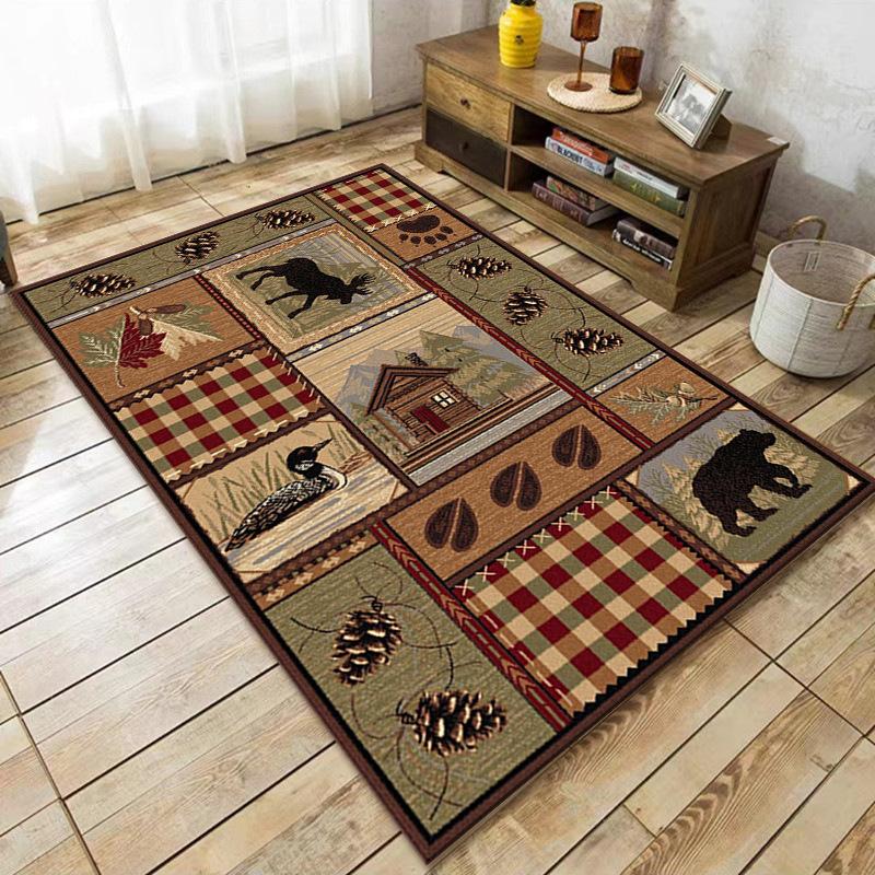 Winter Retro Living Room Carpet Country Bedroom Bedside Rug Floor Mat Home Living Room Carpet
