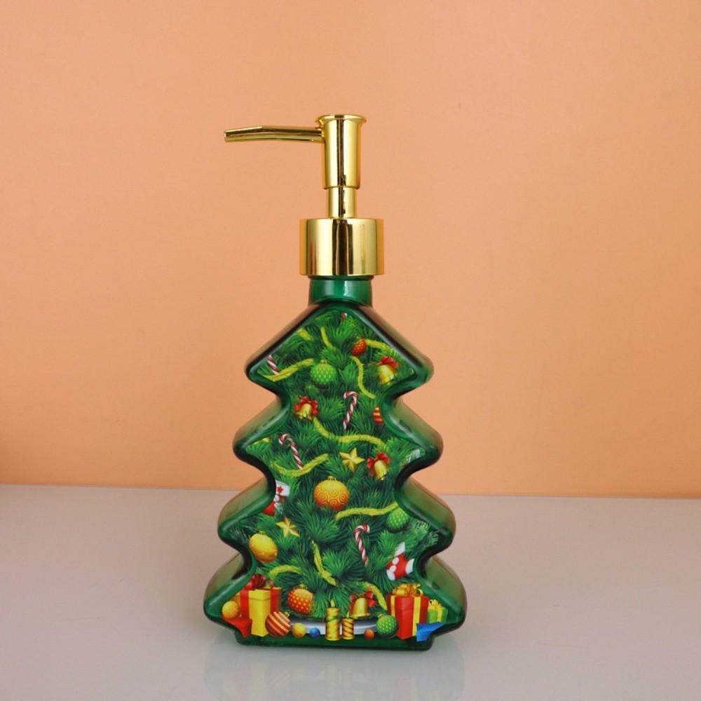 Christmas Tree Shape Soap Dispenser Reusable Glass Dispenser Bottle Countertop