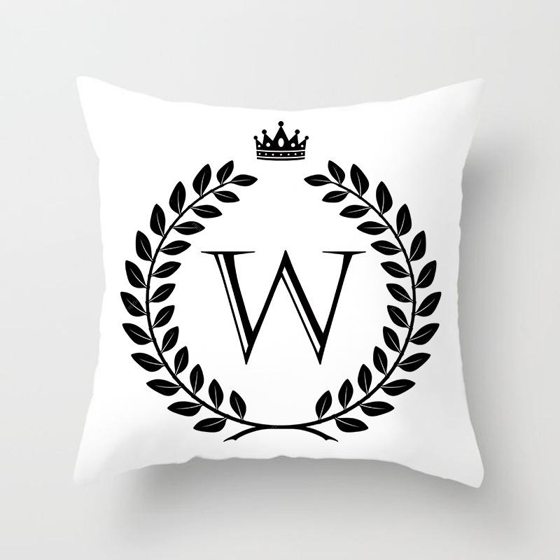 26 Crown Letter Pattern Double-Sided Printed Pillow Cover Short Plush Suitable Living Rooms Bedrooms Sofas Throw Cushion Cover
