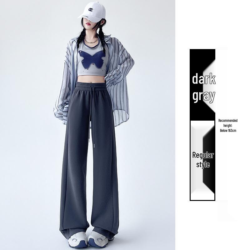 Women s Slimming Wide-Leg Glutinous Rice Pants - Autumn/Winter High-End Straight Leg Trouser M