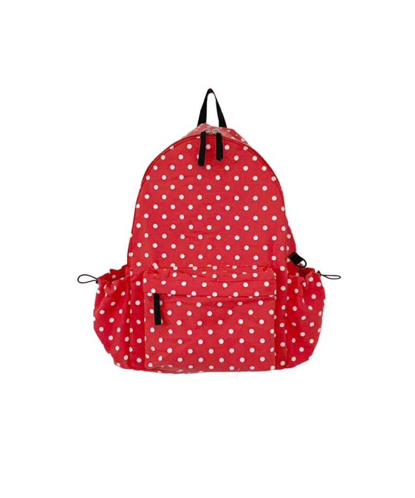 Kookeesee And Dot Pattern Cotton Backpack_Red