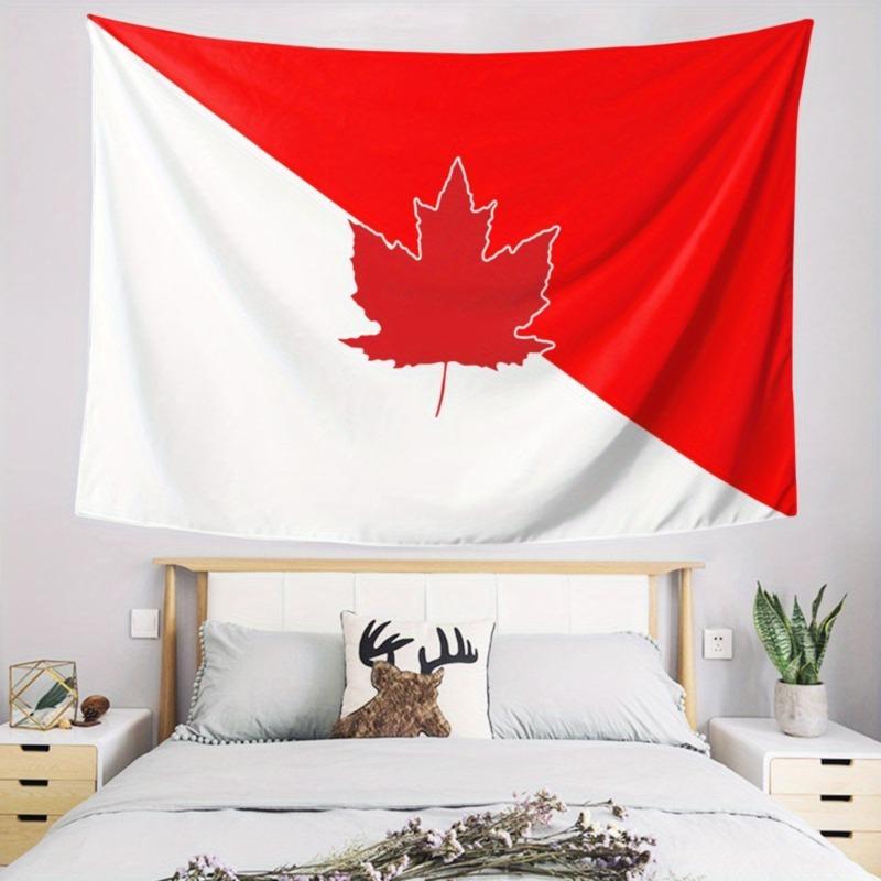 Red and white Canadian pattern Digital printing polyester wall tapestry suitable use in living rooms bedrooms offices bars party