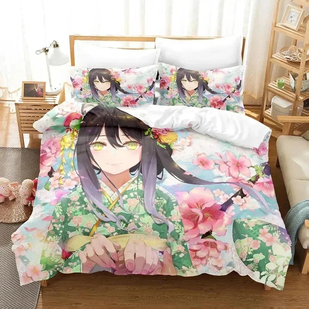 Kawaii Anime Princess Connect! Re Dive Bedding Set Boys Girls Twin Queen Size Duvet Cover Pillowcase Bed Kids Adult Home Textile