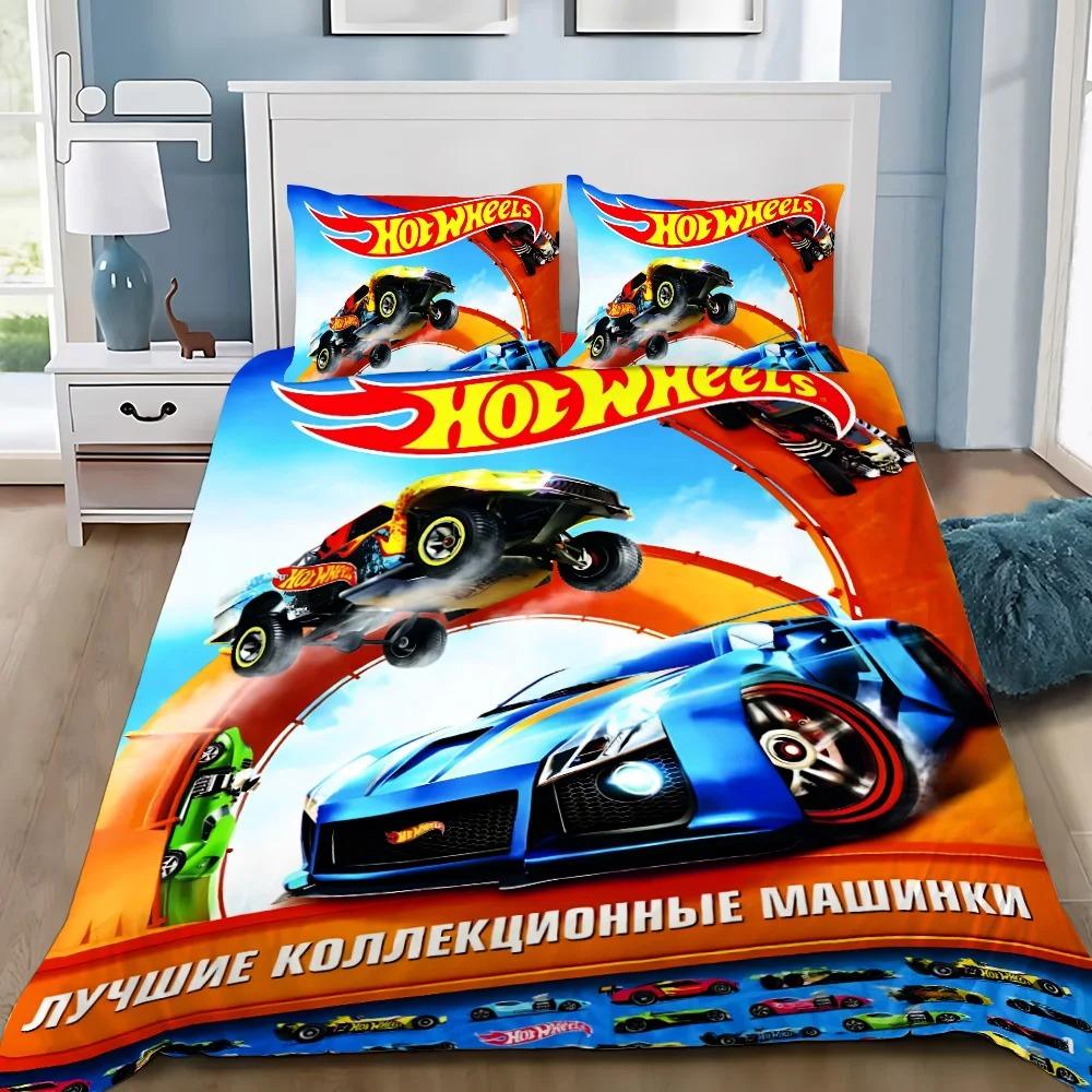 

Пододеяльник Hot Wheels Cars Наволочка Комплект постельного белья Взрослый Мальчик Девочка Украшение спальни Детский подарок Односпальный Двуспальный Большой размер 135x200cm