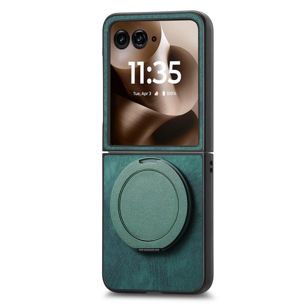For Motorola Razr 60 Ultra 5G Phone Case with Rotating Kickstand Stress Relief Retro Leather Back Cover
