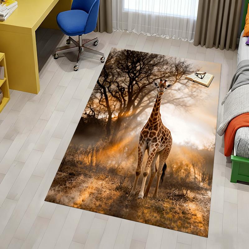 Giraffe Savannah Pattern Area Rug, Office Carpet Indoor Outdoor Entrance Doormat, Non-Slip Soft And Comfortable, Living Room, c122038
