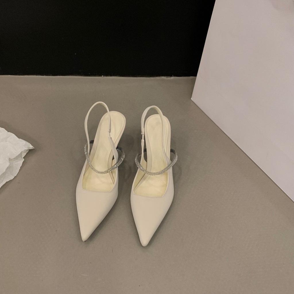 Temperament Celebrity Bag Head Sandals Shoes New Spring and Summer Pointed Single Shoes Black High Heels