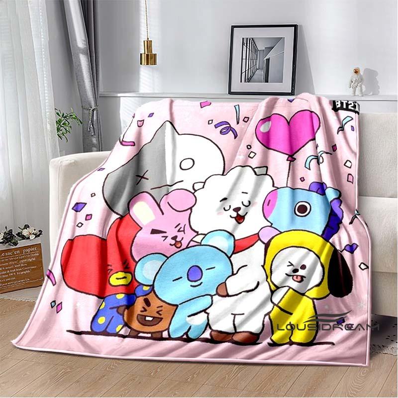 2026 Nuova Collezione Cartoni Animati Anime BT21 Adorabile Coperta Ultra Morbida per Bambini Coperta da Divano Perfetta per Viaggi Divani Picnic