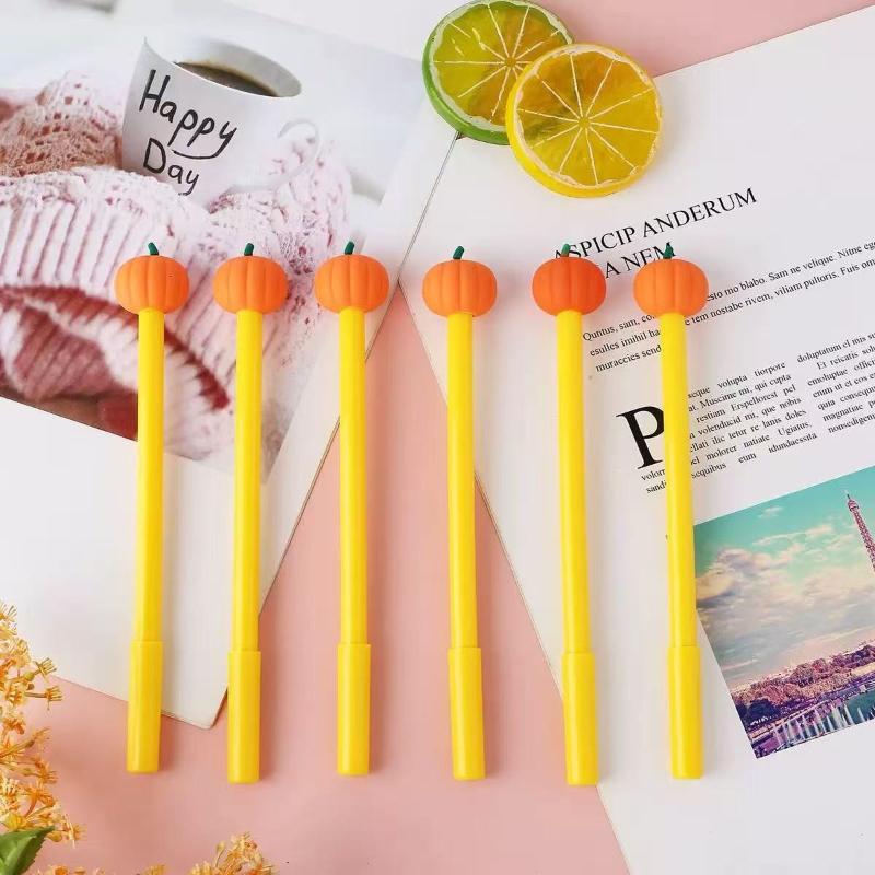 Kawai Silicone Head Pumpkin Neutral Cute Shape Signature Pen for Primary and Secondary Office School Supplies Students Gift Pen