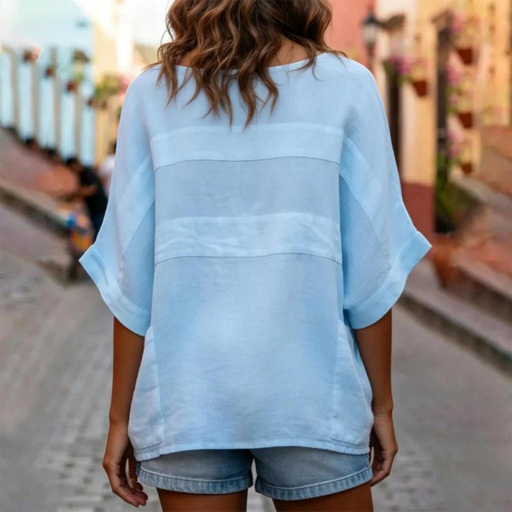 Women's Round Neck Three-point Sleeve Casual Loose Top