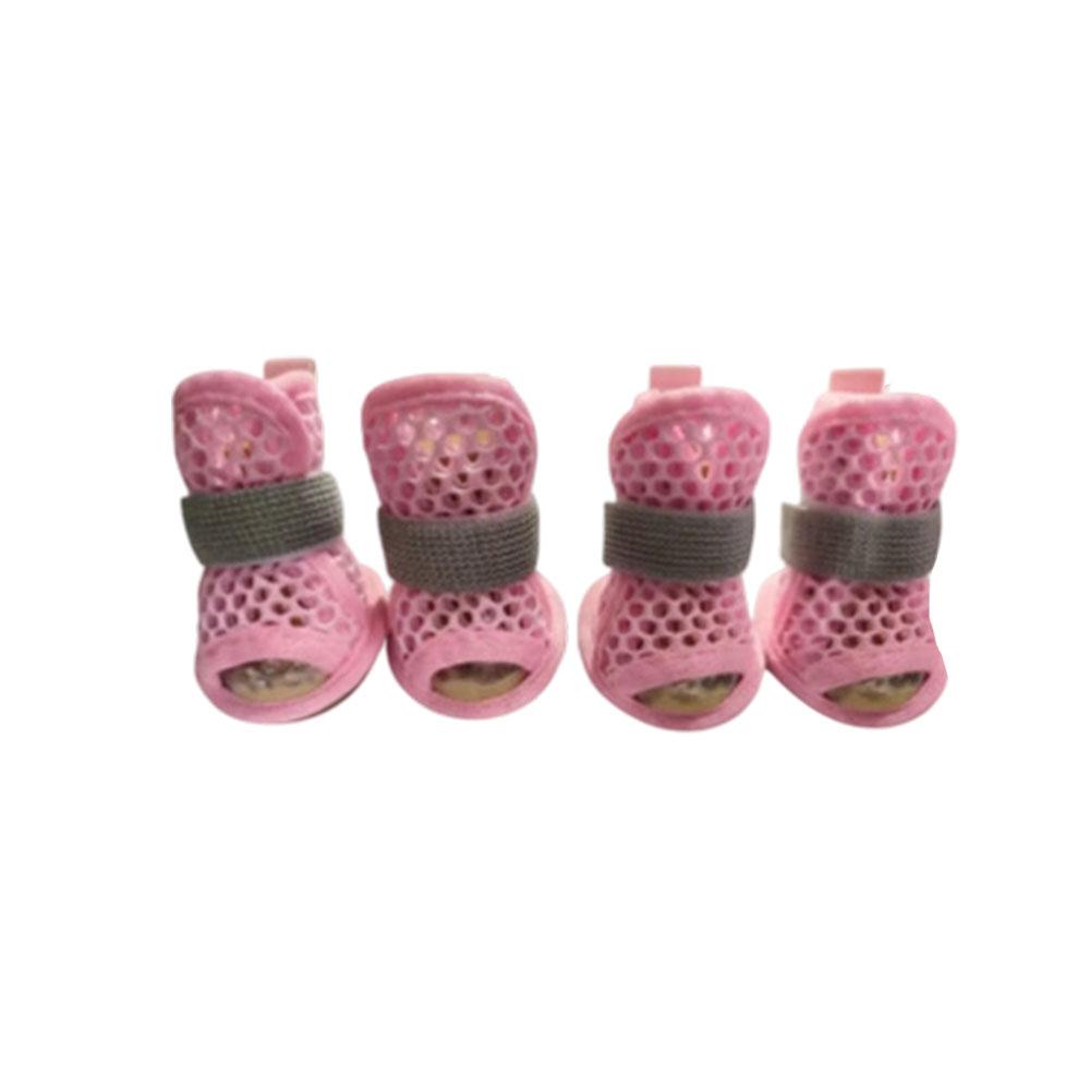 Things for Dogs Mesh Cooling Shoes 4Pcs Cute Pet Sandals Elastic Strap Non Slip Soft Sole Summer Dog Boots for Paw Care (Pink,S) розовый