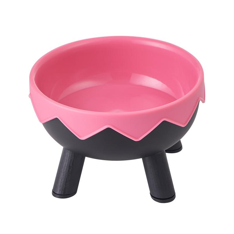 

Pet bowl anti knock plastic feeding bowl drinking water protection cervical spinedrinking waterbowl high footstainless steelbowl
