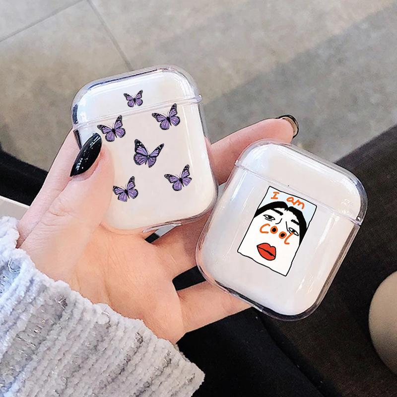 

Прозрачные чехлы для AirPods 1 2 Мягкий чехол для наушников TPU Защитный чехол для Apple Airpods 1 2 Чехол-бабочка с рисунком кота For Airpods 1 or 2