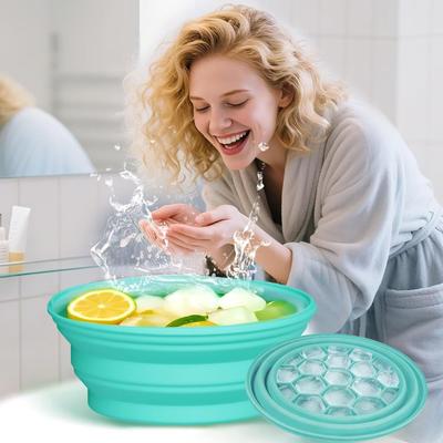 Faltbares tragbares Eisbecken Silikon Hautpflege Waschbecken Neue Gesichtstauchschale für Frauen Mädchen