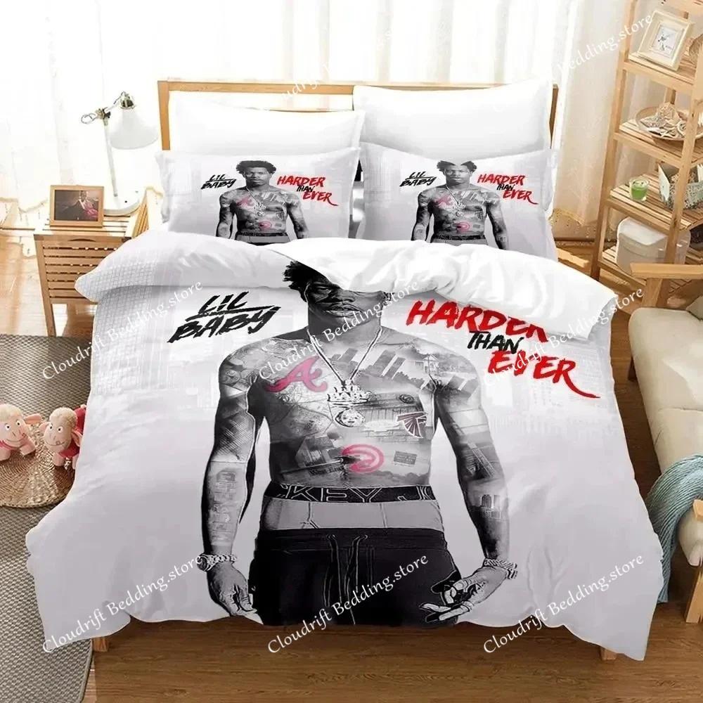 Rapper Lil Baby Bedding Set Boys Girls Twin Queen Size Duvet Cover Pillowcase Bed Boys Adult Fashion Home Textileextile