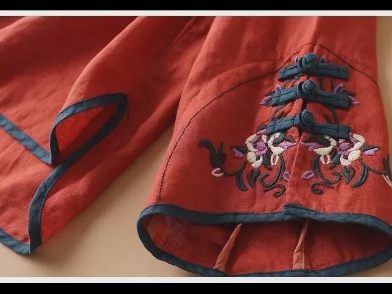 2024 Damen Chinesischer Stil Besticktes Lockeres Hemd mit Schrägem Kragen