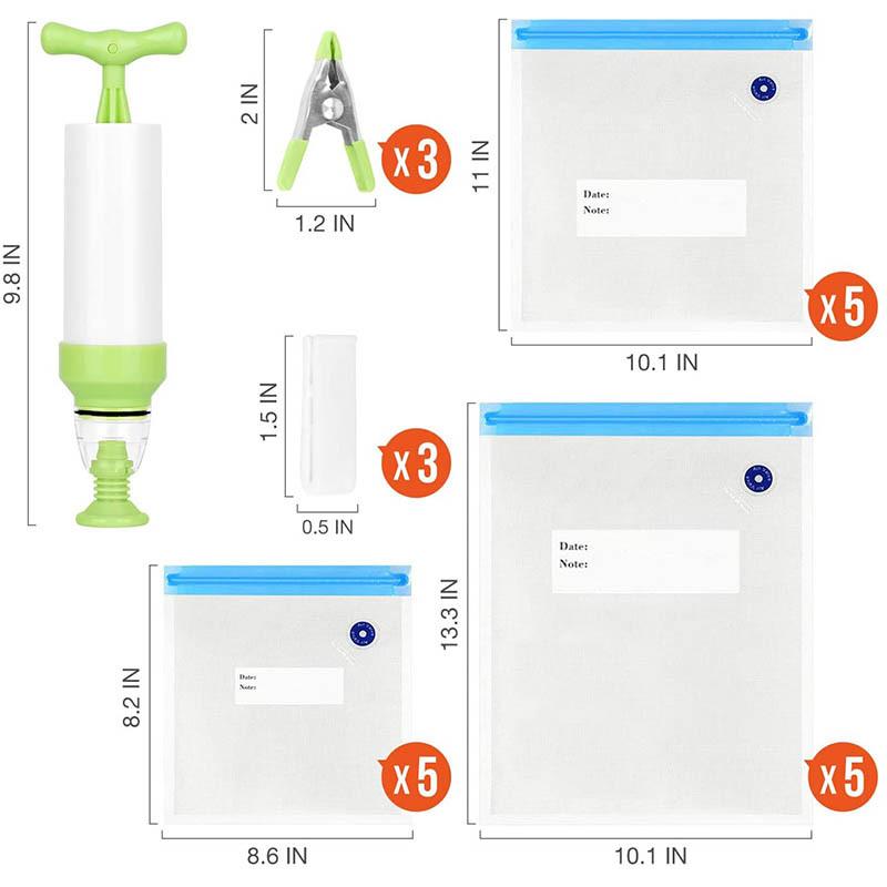 

Вакуумный насос, консервация овощей и фруктов, плюс 15 компрессионных пакетов Прозрачный утолщенный герметичный пакет 20 pcs + pump