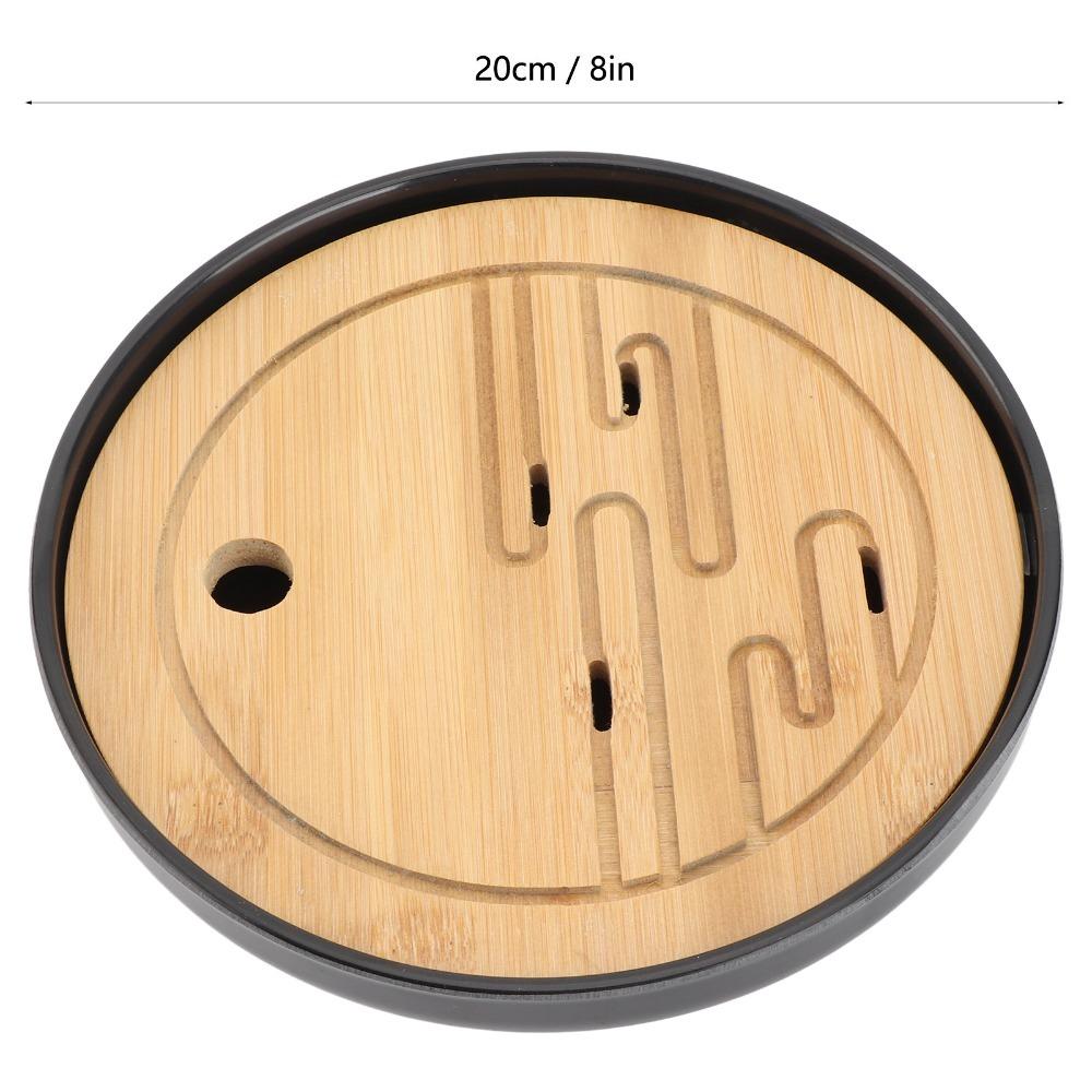 Black Color Round Tea Tray Round Shape Kungfu Tea Tray Bamboo Tea Tray  Chinese Vintage Tea Set S