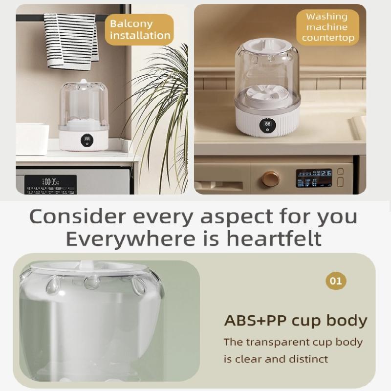 Mini Pralka ze Sterylizacją Niebieskim Światłem do Bielizny i Skarpet, Bezprzewodowa W Pełni Automatyczna Ładowana Pralka Kubek