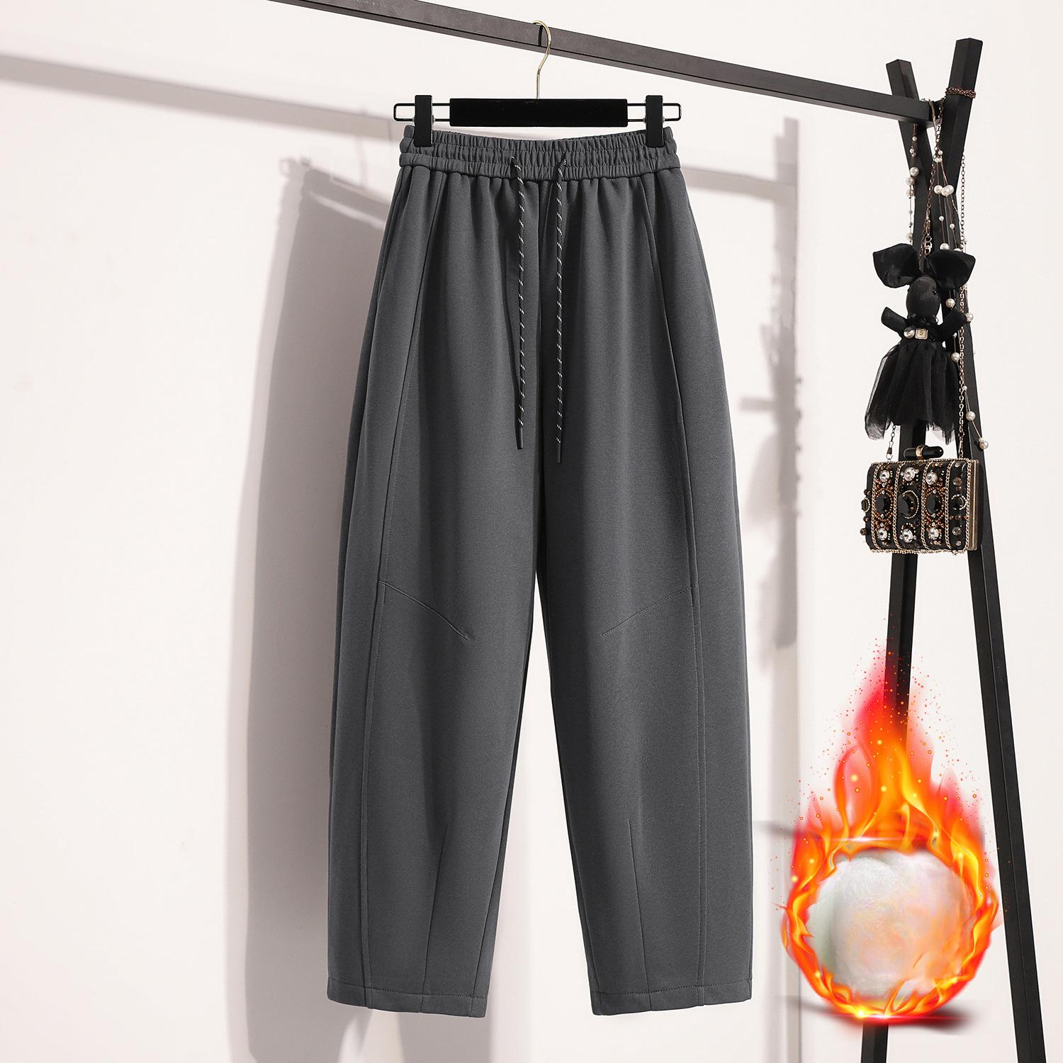 

Эластичный пояс на шнурке, новые зимние бархатные и тонкие универсальные утолщенные брюки-харлан 2XL