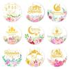 90 Counts Eid Mubarak Wrapping Sticker 40mm Round Wrapping Label for Laptops Phone Case Seal Envelope Card Decoration