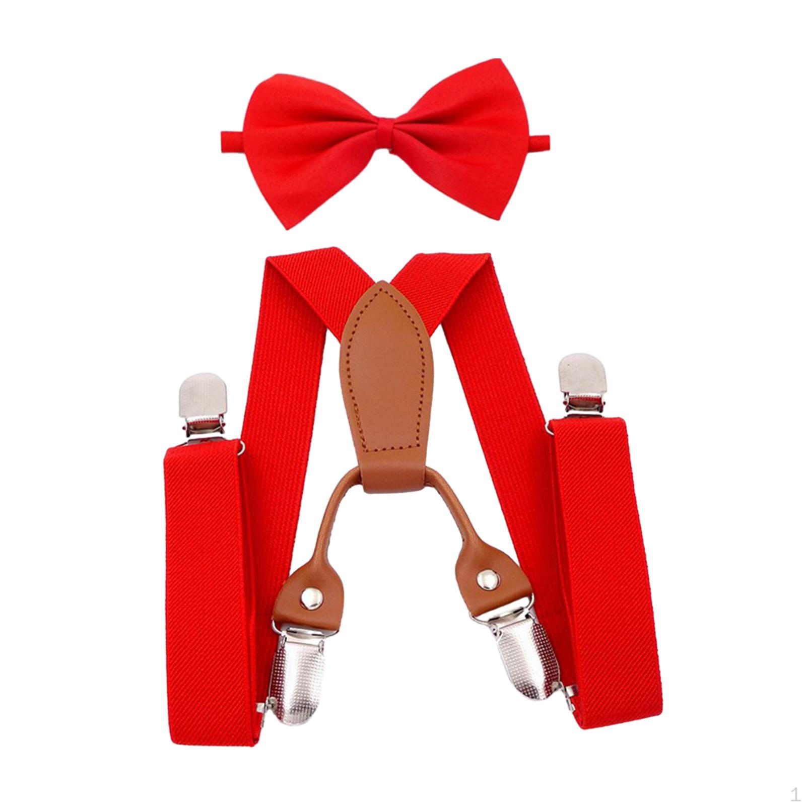 

Детские подтяжки, галстук-бабочка, смокинг с Y-образной спинкой, сверхпрочные красные брюки, подтяжки для