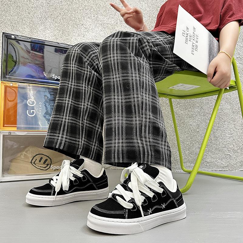 Women's shoes summer niche black casual canvas shoes retro versatile sports big head shoes men's