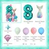 Mermaid Shell Themed Balloon Set with Numbers 1-9th Blue Purple Pink Latex Foil Balloons for Girl Princess Birthday Party Decor