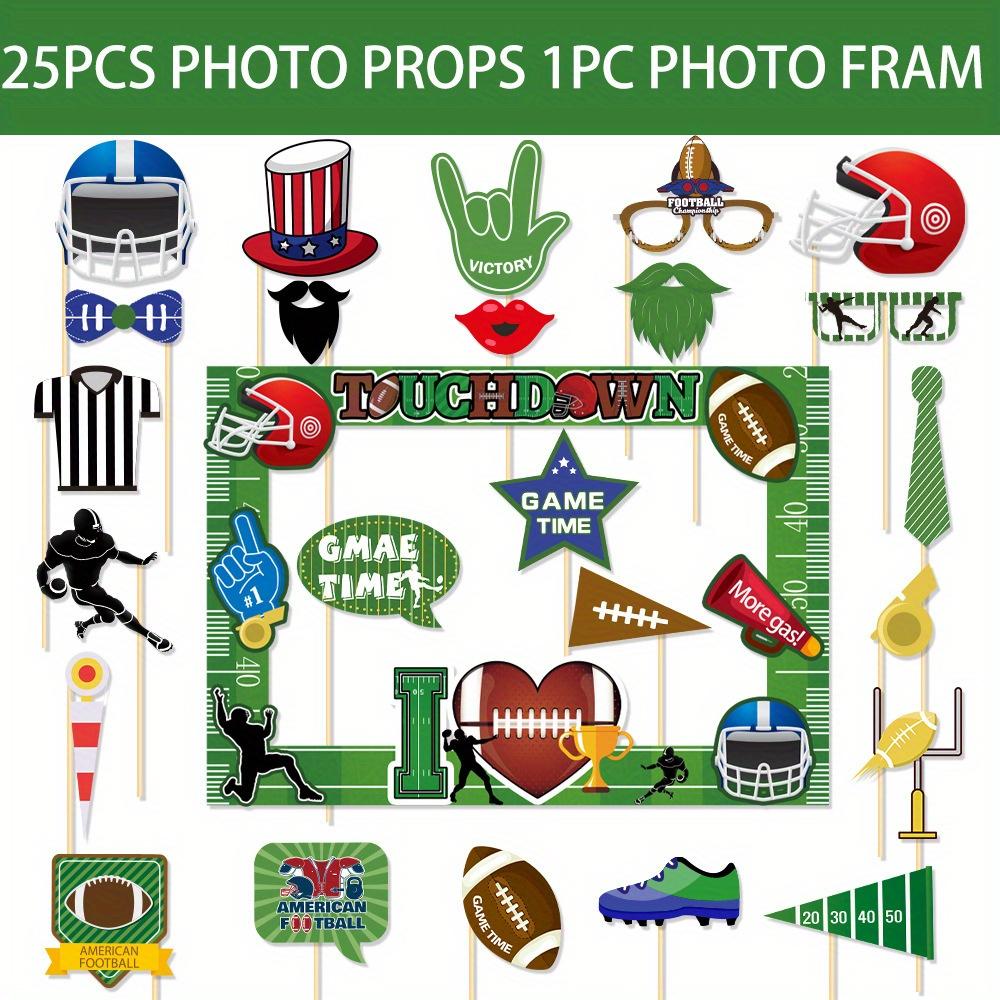 

1 шт. фоторамка, 25 шт. фотобутафории, реквизит для фотобудки на футбольную тематику, украшения для дня игры, футбольный счет, игровое время, реквизит для селфи с фоторамкой Pack of 1 разноцветный