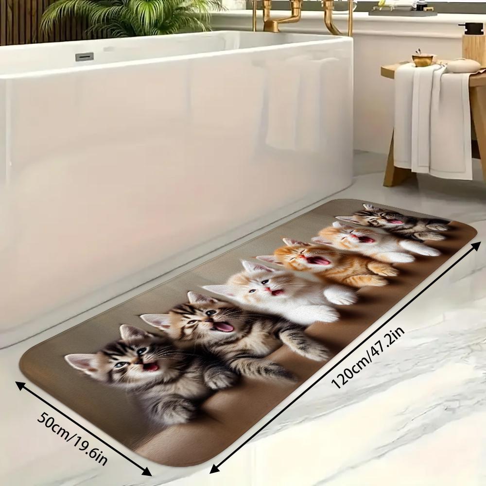 1 Stück Süßes Katzenmuster Rutschfester Waschbarer Teppichläufer für Eingangsbereich, Wohnzimmer, Schlafzimmer & Terrasse