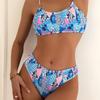 Women's Sexy Three-Piece Floral Print Halter Swimsuit with Tie-Up Straps - Exclusive Design