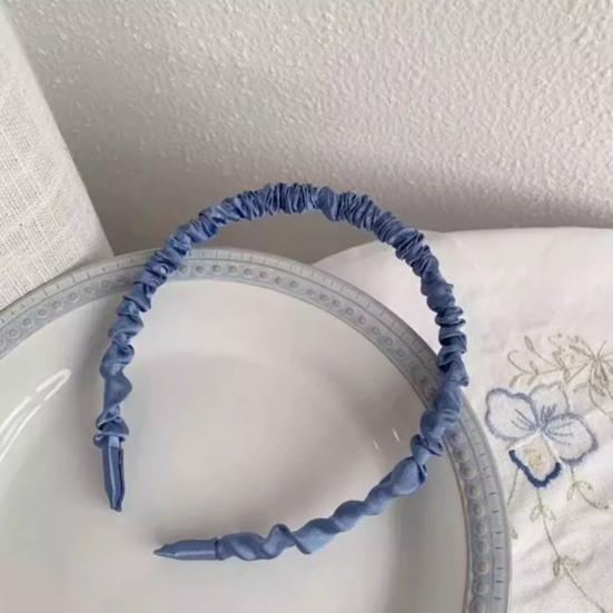Women Headband Thin Edge Anti-Slip Design Pleated Texture Hair Hoop Commuting