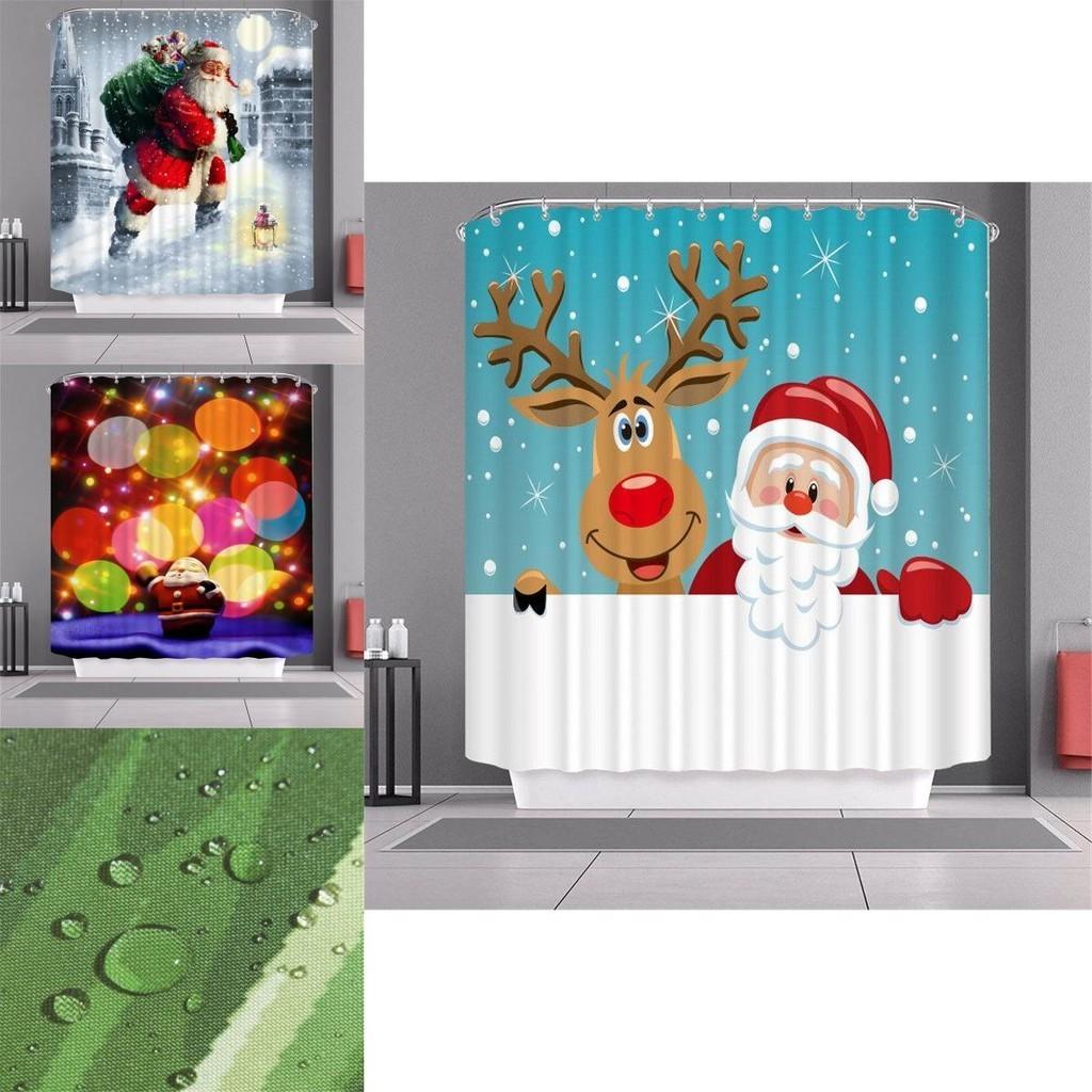 Weihnachtsmann Weihnachts-Duschvorhang Mit Haken Wasserdicht Und Langlebig