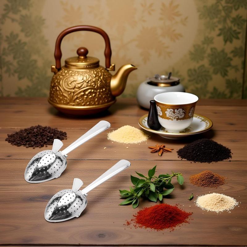 Silver Stainless Steel Tea Filter Spoon Pine Leaf Filter Herbal Spice Convenient and Practical Household Portable Product
