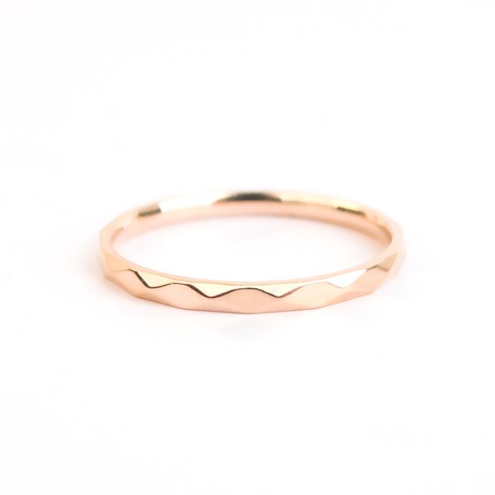 Glory_Arden [Unisex] Daily Unisex Rose Gold Cut Ring / Gbsr-047