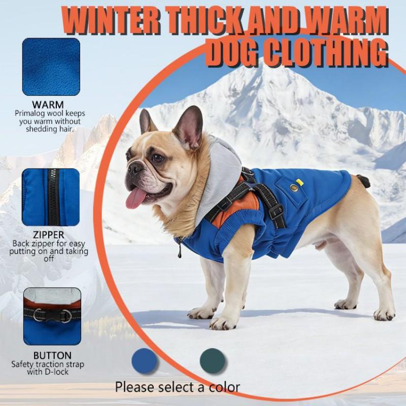 Winter Pet Dog Jacket Warm Cotton Coat With Front Zipper Small Medium Dogs
