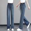 Women's High Waist Elastic Waist Wide Leg Jeans Loose Straight Leg Denim Pants Casual Japanese Korean Style Trousers