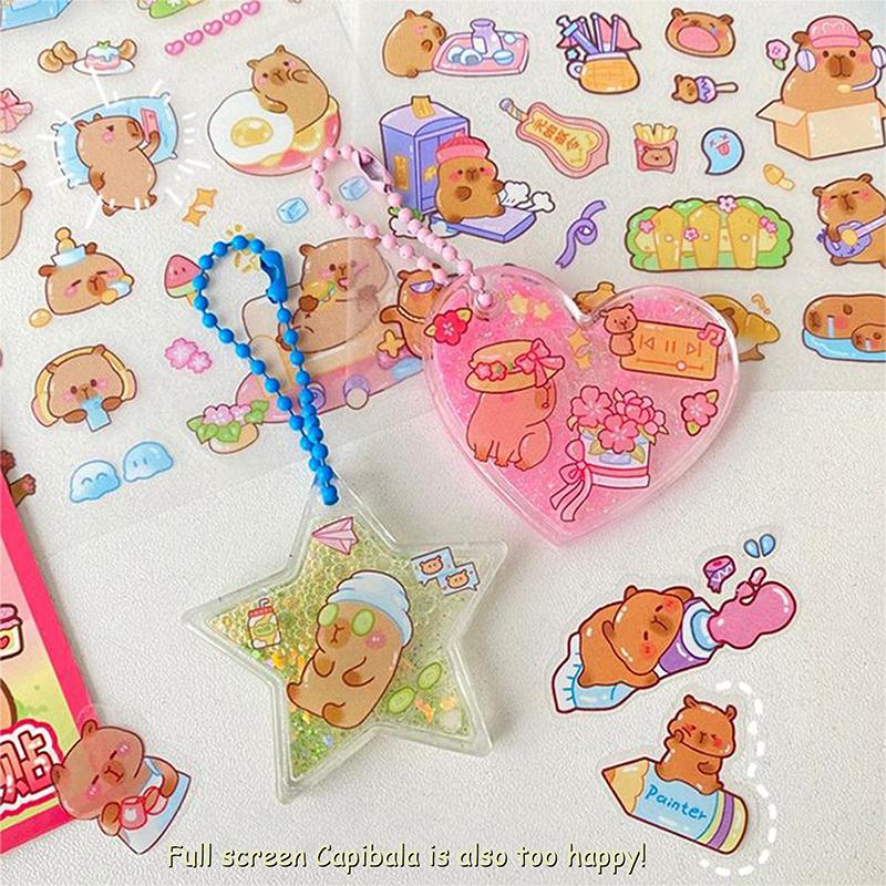 3 Blätter Transparent Kawaii Anime Capybara Aufkleber Cartoon Wasserdicht Capybara DIY Handbuch Dekoration Kinder Aufkleber Geschenke