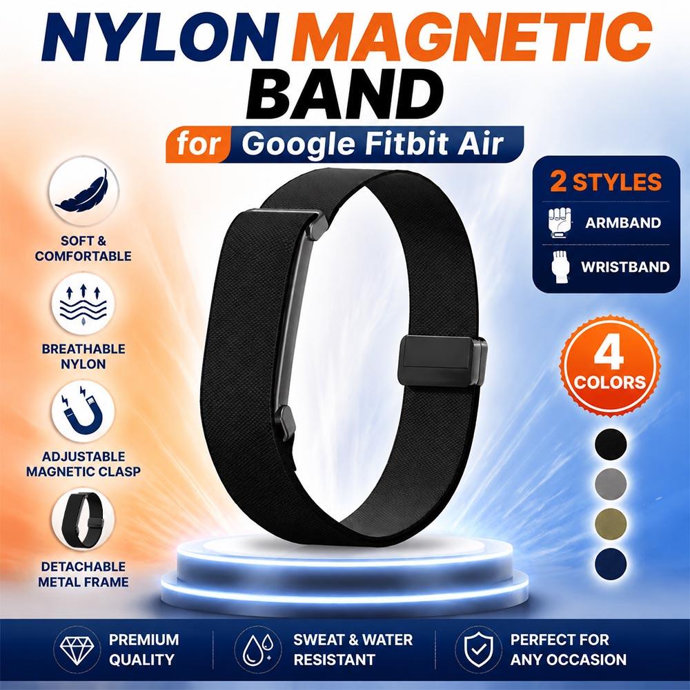 New Nylon Weave Arm Band for Google Fitbit Air Bicep Bands Fitness Tracker Band Magnetic Wristband for Google Fitbit Air Strap