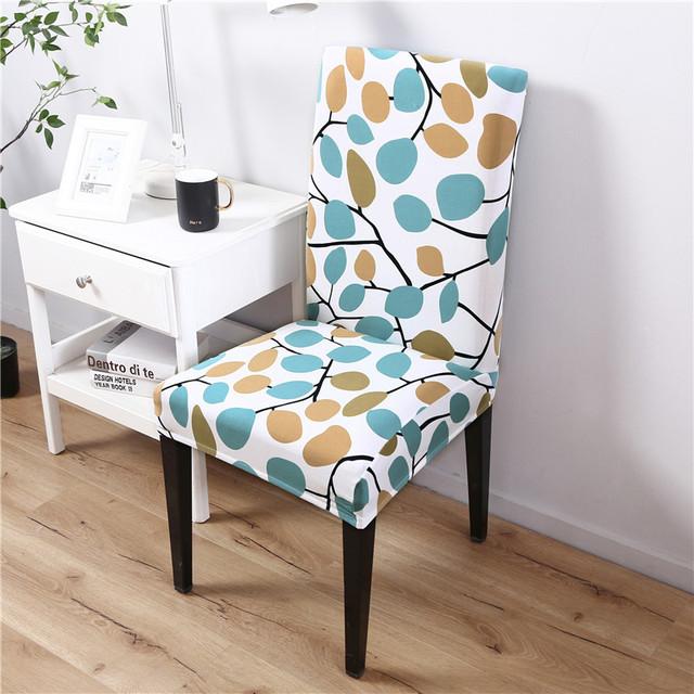 Printed Dining Chair Case Spandex Elastic Chair Slipcover Case Stretch Seat Covers For Wedding Hotel Banquet Home Use Dining Room