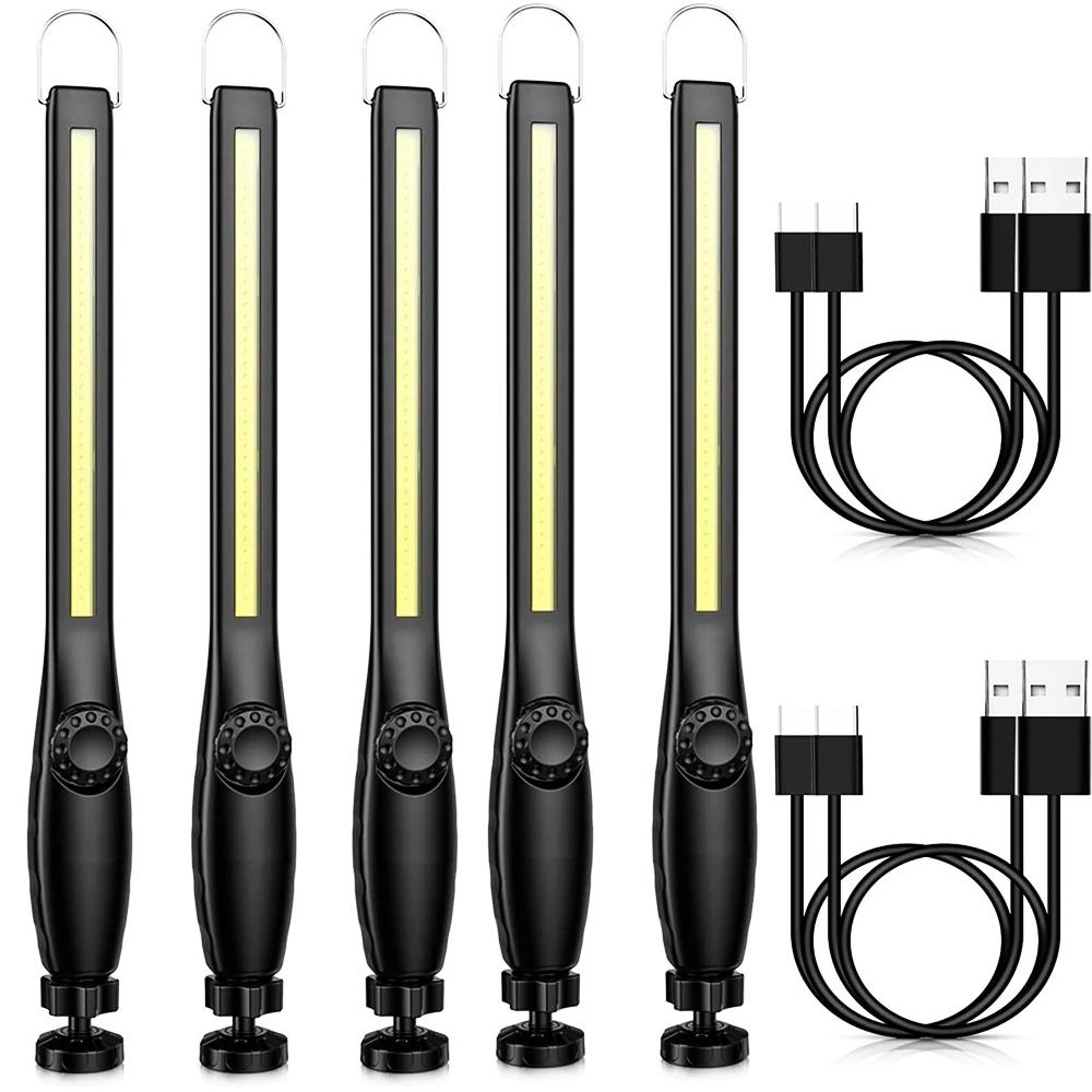 1-10pcs COB LED Flashlight Magnetic Work Light USB Rechargeable Torch Portable Lantern Inspection Light Camping Car Repair Lamp