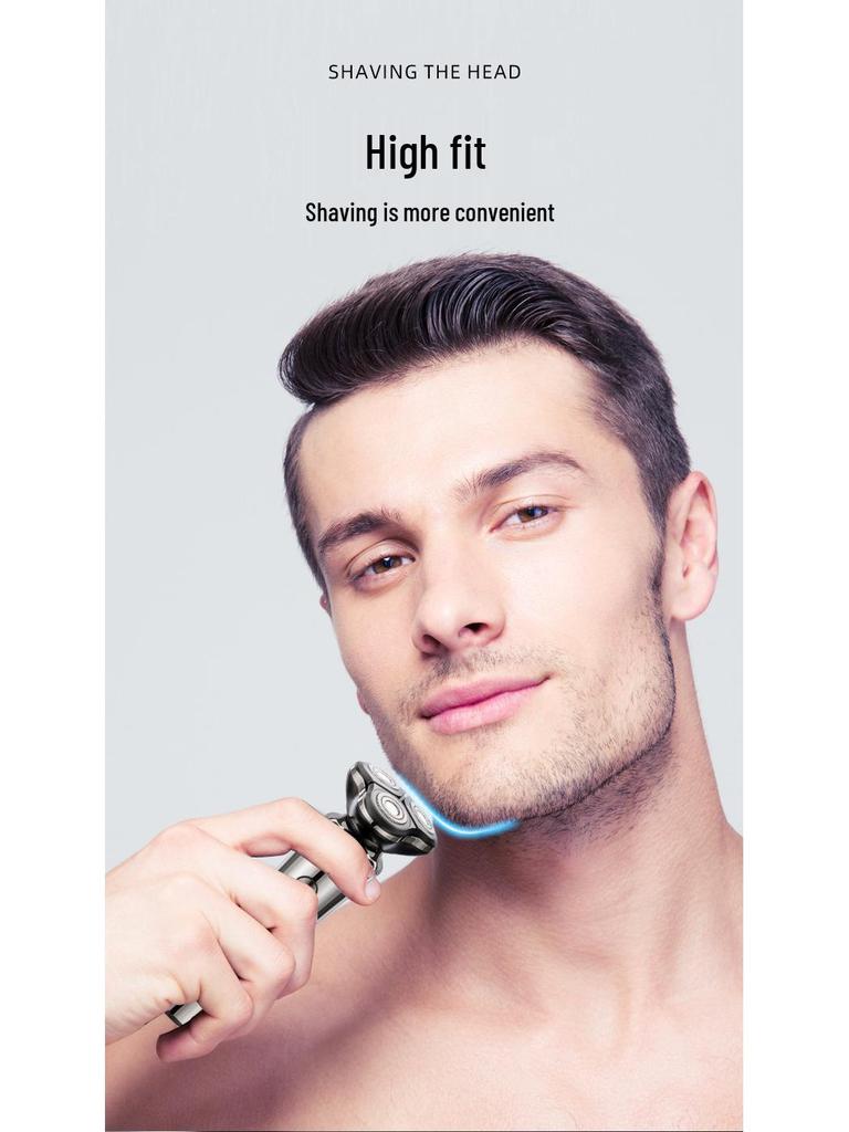 Cross New Men's Rechargeable Electric Shaver: Full Body Washable Rotary Three-Blade Beard Trimmer