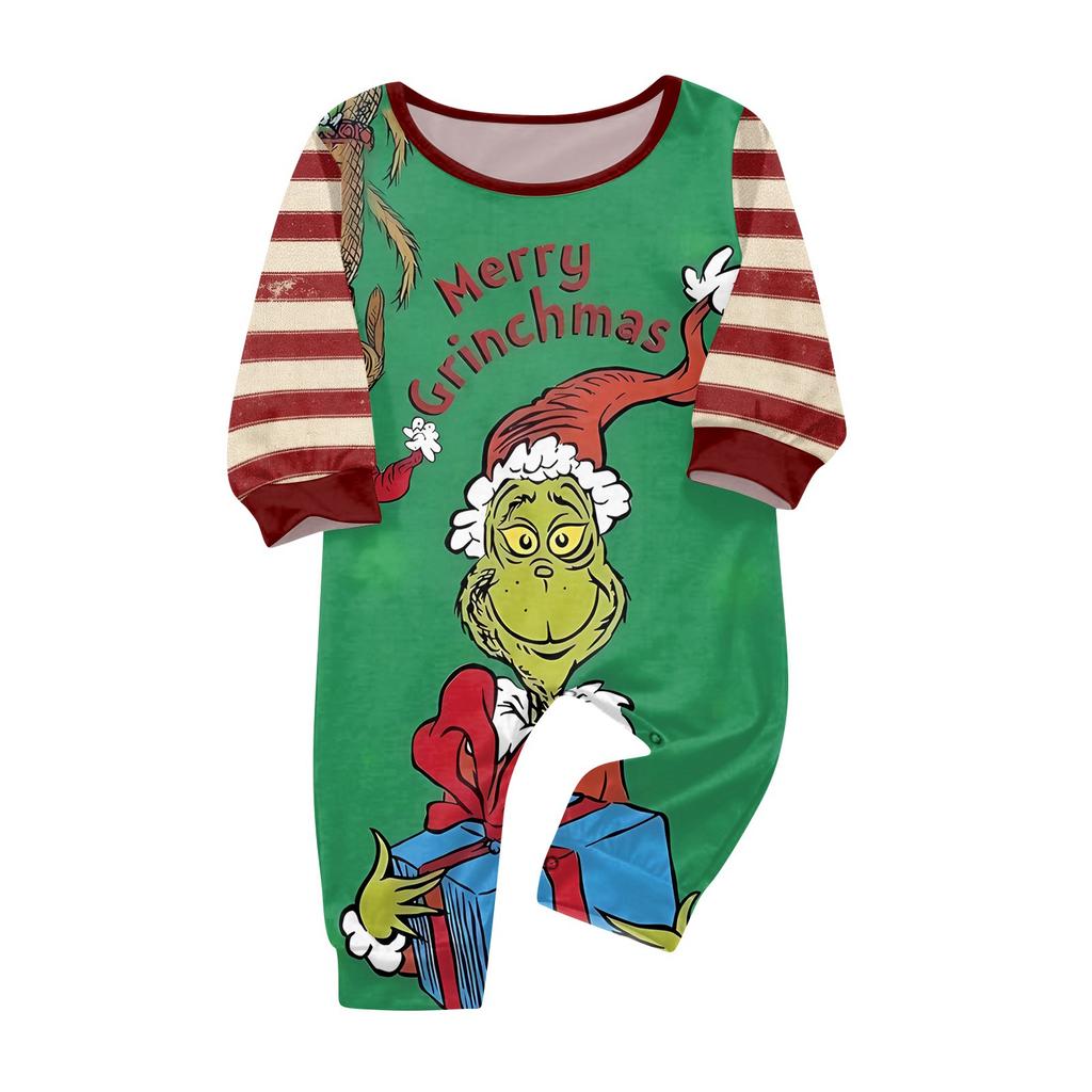 Matching Family Christmas Pajama Set Long Sleeve Neck Top with Pants for Parents and Kids