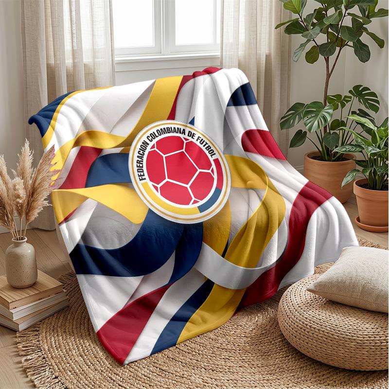 Colombia Football Printed Flannel Blanket Skin Friendly Warm Decorative Throw for Indoor Couch Bed Daily Use