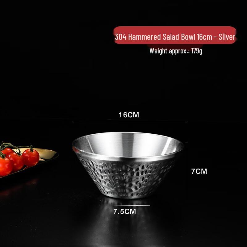 ZISIZ Double-Layer Golden Hammered V-Shape Salad & Ice Cream Bowl (Set of 2)